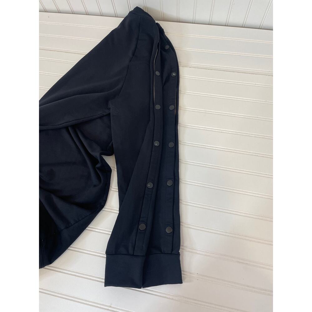 Athleta Women’s Black Raglan Snap Sleeve Mini Sweater Dress Crew Neck Size M - Picture 7 of 9